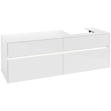 Villeroy & Boch Collaro Тумба под раковину, с подсветкой, 4 выдвижных ящика, 1600 x 548 x 500 mm, Glossy White / Glossy White C079B0DH