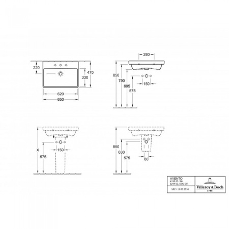 Раковина Villeroy & Boch Avento 47 x 65 см 41586501