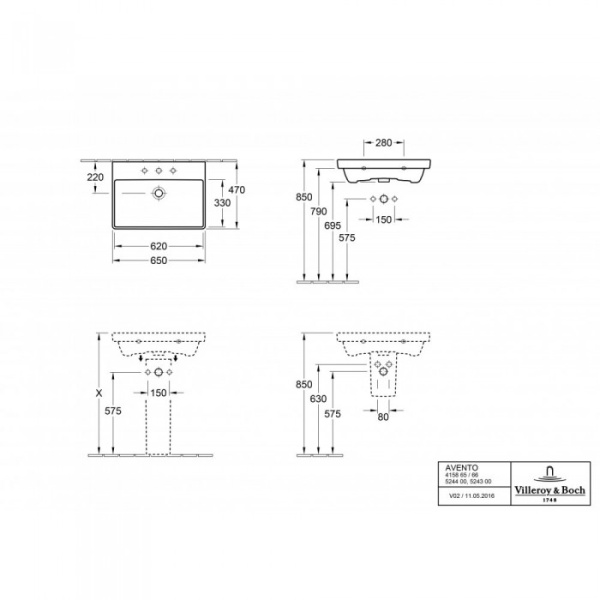 Раковина Villeroy & Boch Avento 47 x 65 см 41586501