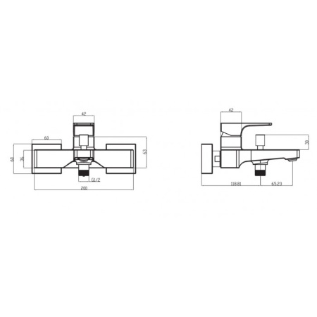 Villeroy Boch Architectura Square TVT12500100061 Смеситель для ванной однорычажный хром