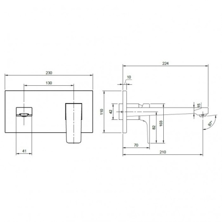 Смеситель Villeroy & Boch Architectura Square TVW125003000K5 для раковины, черный матовый TVW125003000K5