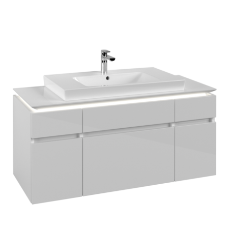 Villeroy & Boch Legato Тумба под раковину, с подсветкой, 5 выдвижных ящиков, 1200 x 550 x 500 mm, Glossy White / Glossy White B697L0DH
