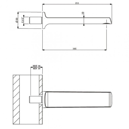 Излив Villeroy & Boch Liberty TVT10700200061 для ванны, хром TVT10700200061