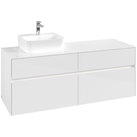 Villeroy & Boch Collaro Тумба под раковину, с подсветкой, 4 выдвижных ящика, 1400 x 548 x 500 mm, Glossy White / Glossy White C101B0DH