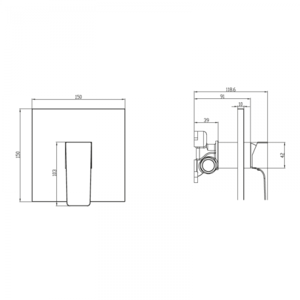 Смеситель Villeroy & Boch Architectura Square TVS125002000K5 для душа, черный матовый TVS125002000K5