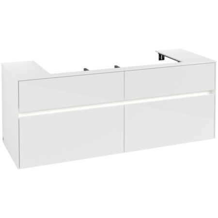 Villeroy & Boch Collaro Тумба под раковину, с подсветкой, 4 выдвижных ящика, 1400 x 548 x 500 mm, Glossy White / Glossy White C092B0DH
