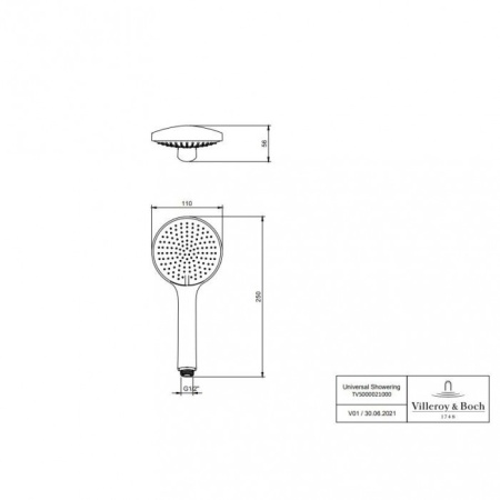 Душевая лейка Villeroy & Boch Universal TVS00002300061 хром/черный TVS00002300061