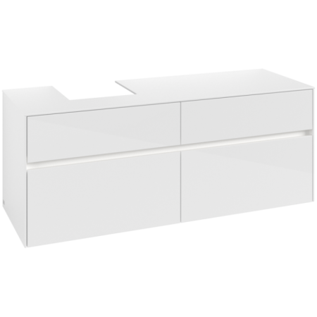 Villeroy & Boch Collaro Тумба под раковину, с подсветкой, 4 выдвижных ящика, 1400 x 548 x 500 mm, Glossy White / Glossy White C101B0DH