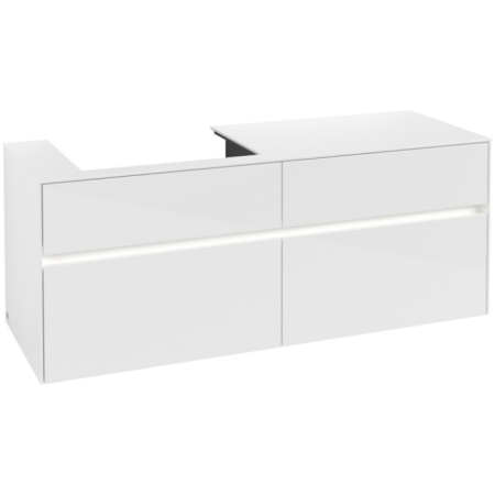 Villeroy & Boch Collaro Тумба под раковину, с подсветкой, 4 выдвижных ящика, 1400 x 548 x 500 mm, Glossy White / Glossy White C085B0DH