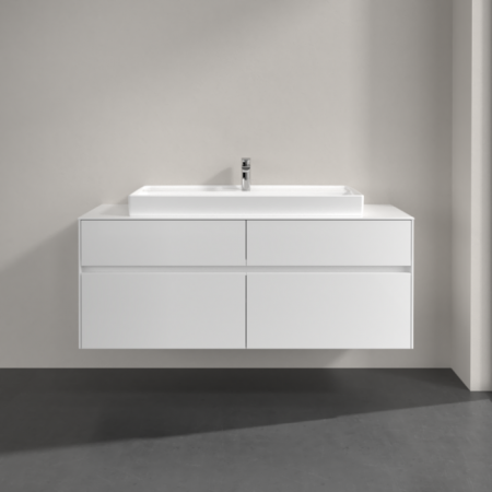 Villeroy & Boch Collaro Тумба под раковину, с подсветкой, 4 выдвижных ящика, 1400 x 548 x 500 mm, Glossy White / Glossy White C092B0DH