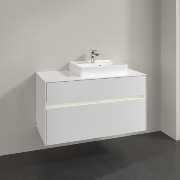 Villeroy & Boch Collaro Тумба под раковину, с подсветкой, 2 выдвижных ящика, 1000 x 548 x 500 mm, Glossy White / Glossy White C015B0DH