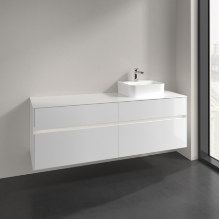 Villeroy & Boch Collaro Тумба под раковину, с подсветкой, 4 выдвижных ящика, 1600 x 548 x 500 mm, Glossy White / Glossy White C106B0DH