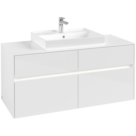 Villeroy & Boch Collaro Тумба под раковину, с подсветкой, 4 выдвижных ящика, 1200 x 548 x 500 mm, Glossy White / Glossy White C081B0DH