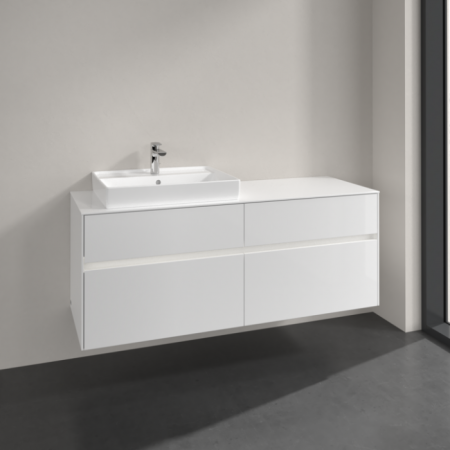 Villeroy & Boch Collaro Тумба под раковину, с подсветкой, 4 выдвижных ящика, 1400 x 548 x 500 mm, Glossy White / Glossy White C085B0DH