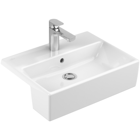 Villeroy & Boch Memento Полувстраиваемая раковина, 550 x 420 x 160 mm, Альпийский белый, с переливом, нешлифованный, 41335501