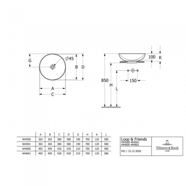 Раковина накладная Villeroy & Boch Loop&Friends 38 x 38 см Almond CeramicPlus 4A4500AM