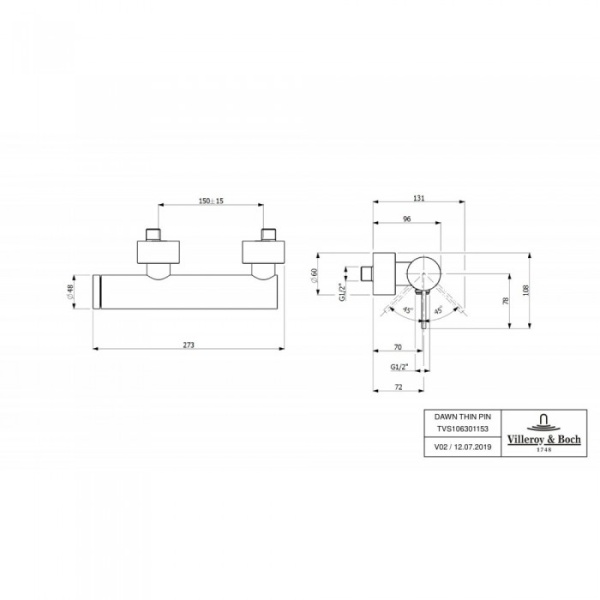 Смеситель для душа Villeroy & Boch Loop & Friends однорычажный TVS10630115361