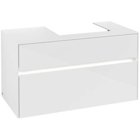 Villeroy & Boch Collaro Тумба под раковину, с подсветкой, 2 выдвижных ящика, 1000 x 548 x 500 mm, Glossy White / Glossy White C015B0DH