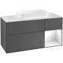 Villeroy & Boch Finion Тумба под раковину, с подсветкой, 3 выдвижных ящика, 1200 x 603 x 501 mm, Silk Grey Matt Lacquer / Silk Grey Matt Lacquer / Glass White Matt G711HJHJ