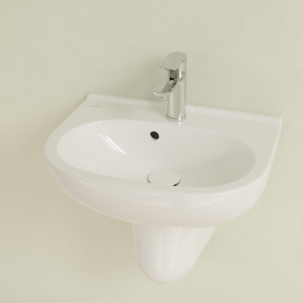 Villeroy & Boch O.novo Раковина компактная, 500 x 400 x 180 mm, Альпийский белый, с переливом, нешлифованный 53605001