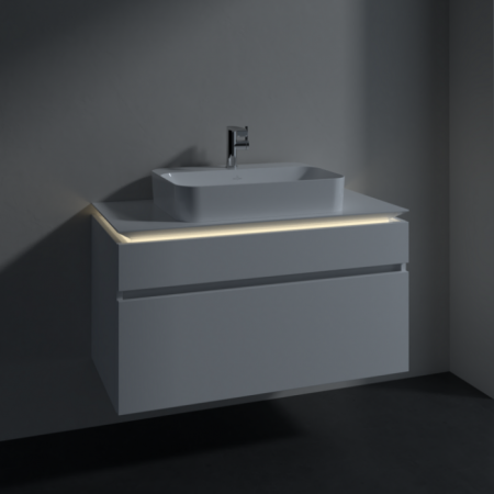 Villeroy & Boch Legato Тумба под раковину, с подсветкой, 2 выдвижных ящика, 1000 x 550 x 500 mm, Glossy White / Glossy White B756L0DH