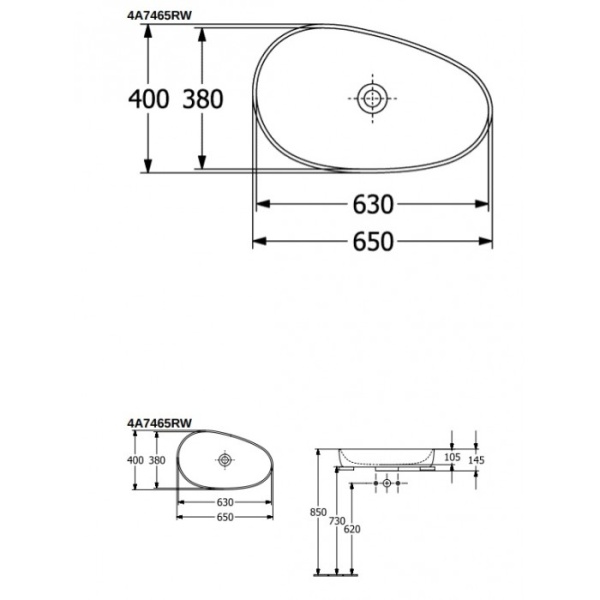 Villeroy & Boch Antao 4A7465R1 Раковина накладная 650 x 400 mm