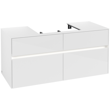 Villeroy & Boch Collaro Тумба под раковину, с подсветкой, 4 выдвижных ящика, 1200 x 548 x 500 mm, Glossy White / Glossy White C081B0DH