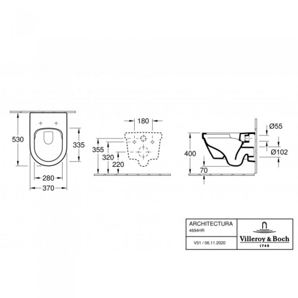 Унитаз подвесной с сиденьем Villeroy & Boch Architectura CeramicPlus 4694HRR1