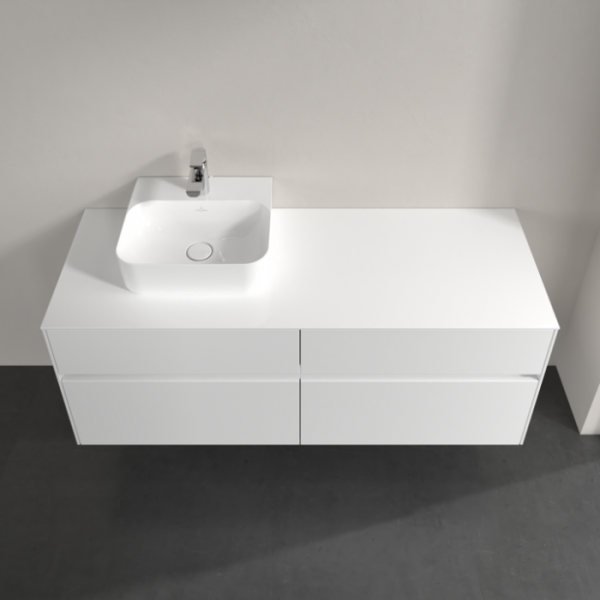 Villeroy & Boch Collaro Тумба под раковину, с подсветкой, 4 выдвижных ящика, 1400 x 548 x 500 mm, Glossy White / Glossy White C101B0DH
