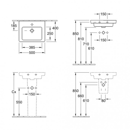 Villeroy & Boch Subway 2.0 731550R1 Раковина компактная 500 x 400 mm