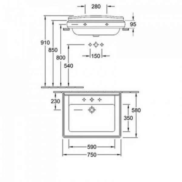 Мебельная раковина Villeroy & Boch Hommage 7101LGR1 75 белый 7101LGR1