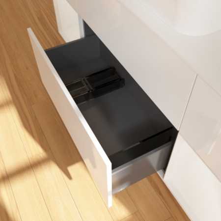 Villeroy & Boch Finion Тумба под раковину, с подсветкой, 4 выдвижных ящика, 1600 x 603 x 501 mm, Glossy White Lacquer / Glossy White Lacquer / Glass White Matt G741GFGF