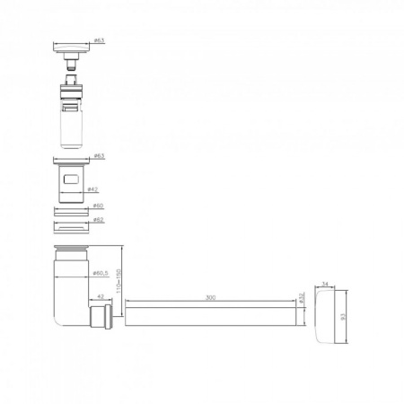 Донный клапан нажимной с сифоном EasyAccess Villeroy & Boch 92198800