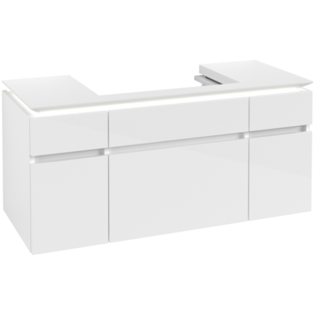 Villeroy & Boch Legato Тумба под раковину, с подсветкой, 5 выдвижных ящиков, 1200 x 550 x 500 mm, Glossy White / Glossy White B697L0DH